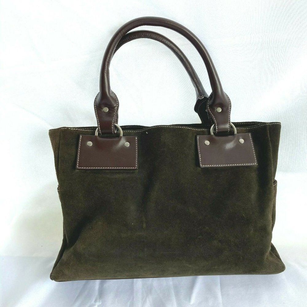 Suede Tote Ralph Lauren Styled Equestrian Quiet Luxury Olive Bag - Picture 2 of 10